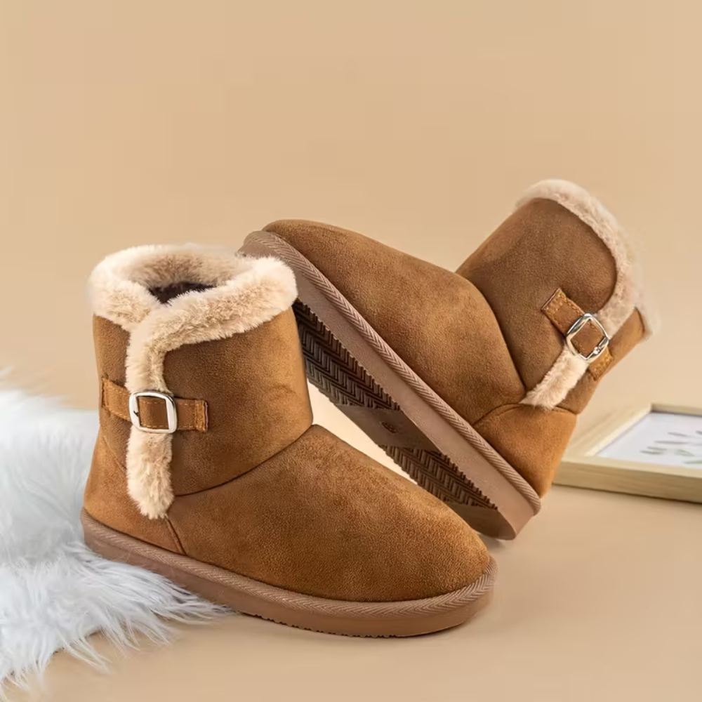 Kids Faux Suede Winter Snow Boots With Non Slip Sole