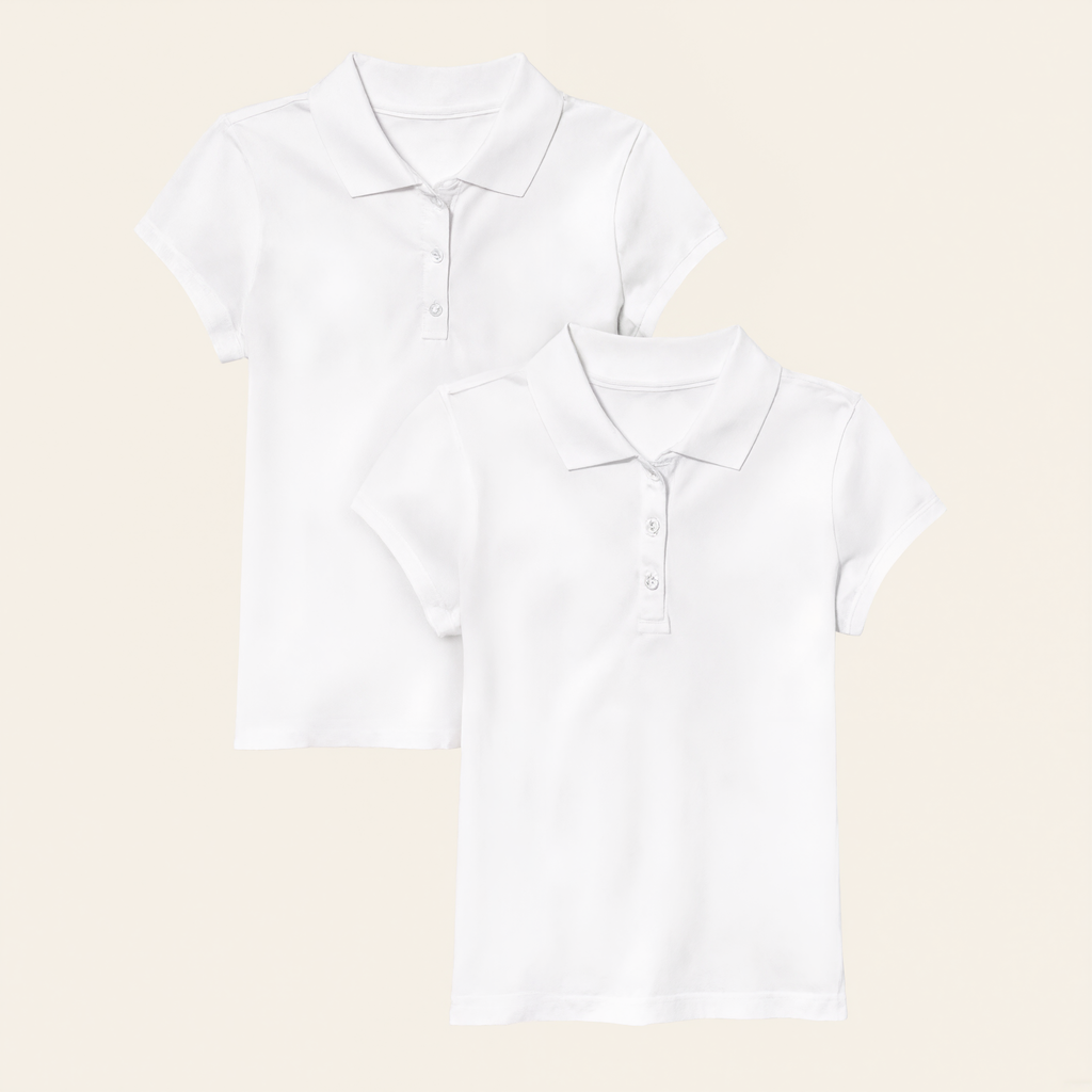 Girls Pack Of 2 Uniform Pique Polo