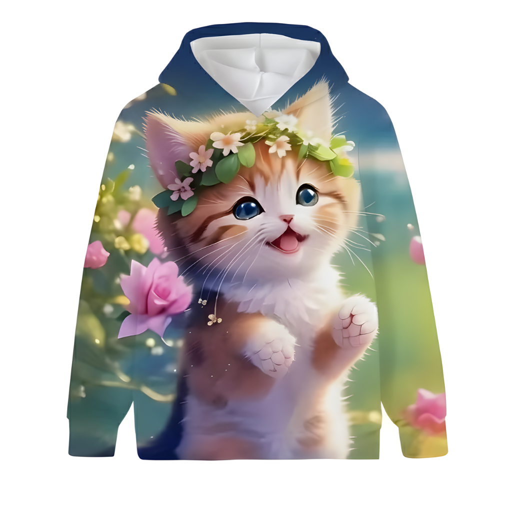 Cozy Kitten Tabby Cat Printed Hoodies