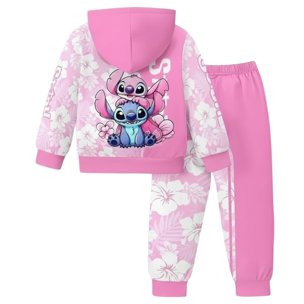 Girls Floral Print Hoodie And Sweatpants Set