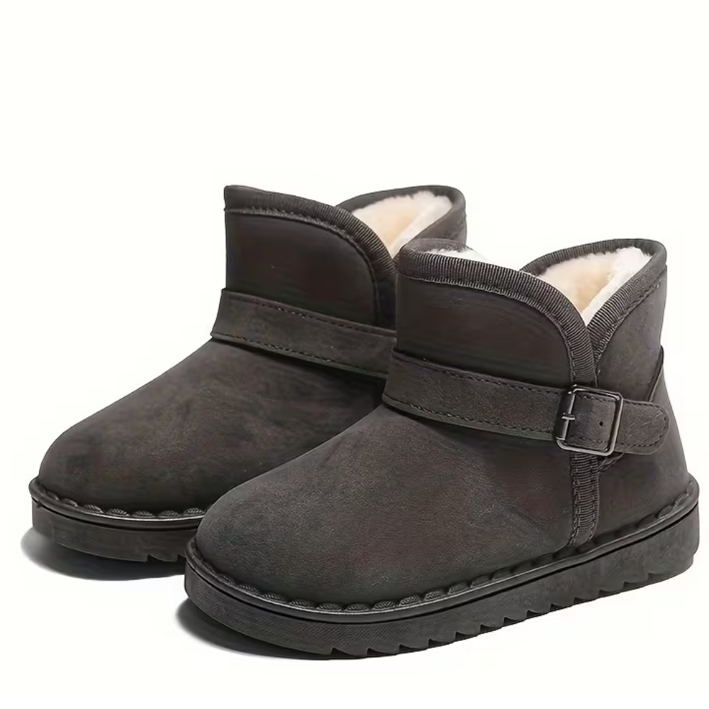 Girls Round Front Solid Fabric Winter Boots