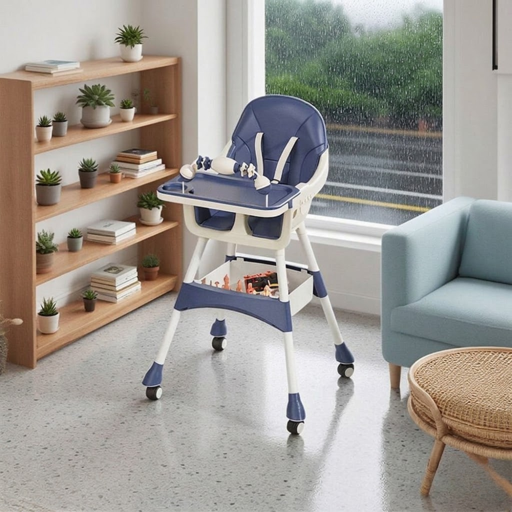 Babies And Toddlers Portable Multi Functional High Chair Lock Wheels