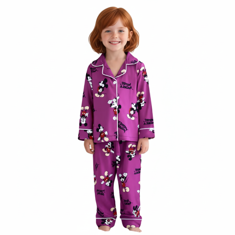 Character Mickey Mouse Print Button Pajama Set