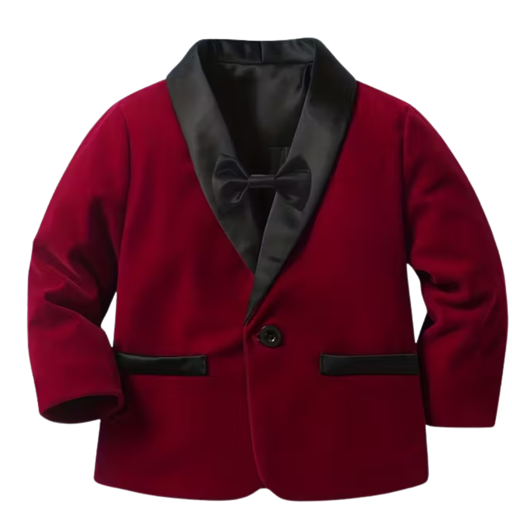 Baby Boys 2 Piece Gentleman Suit Jacket With Bow Tie And Pants Set