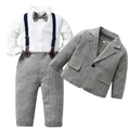 Boys 3 Piece Long Sleeve Shirt Blazer And Pant Set