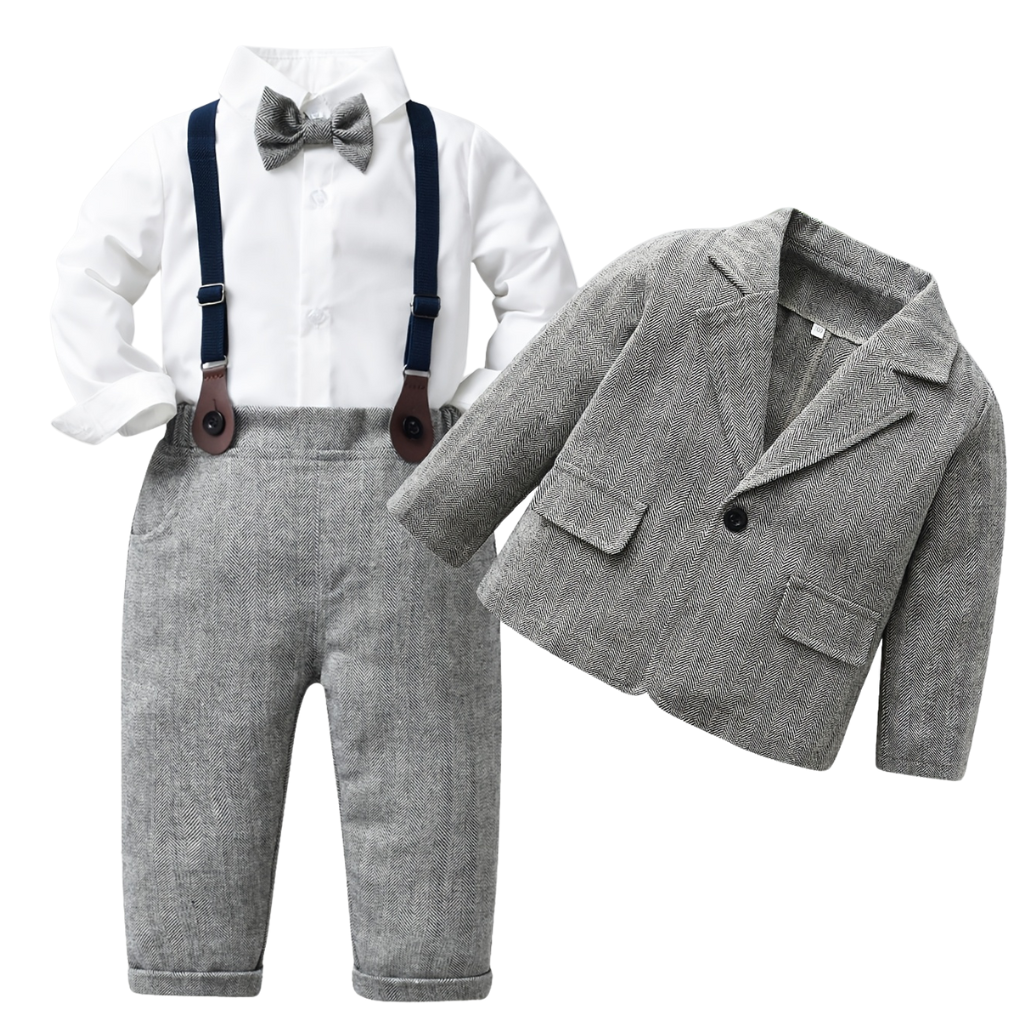 Boys 3 Piece Long Sleeve Shirt Blazer And Pant Set