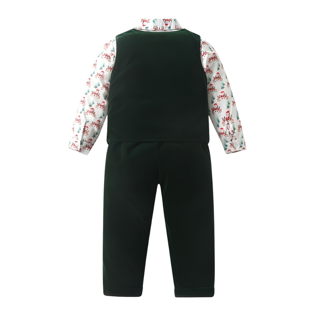 Boys 3 Piece Vest Shirt With Bow Tie And Pant Set
