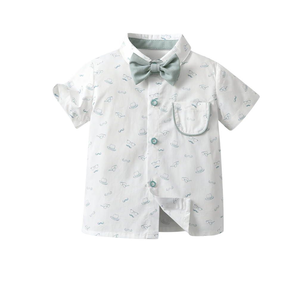 2 Piece Of Short Sleeve Shirt And Suspender Shorts Outfit Set