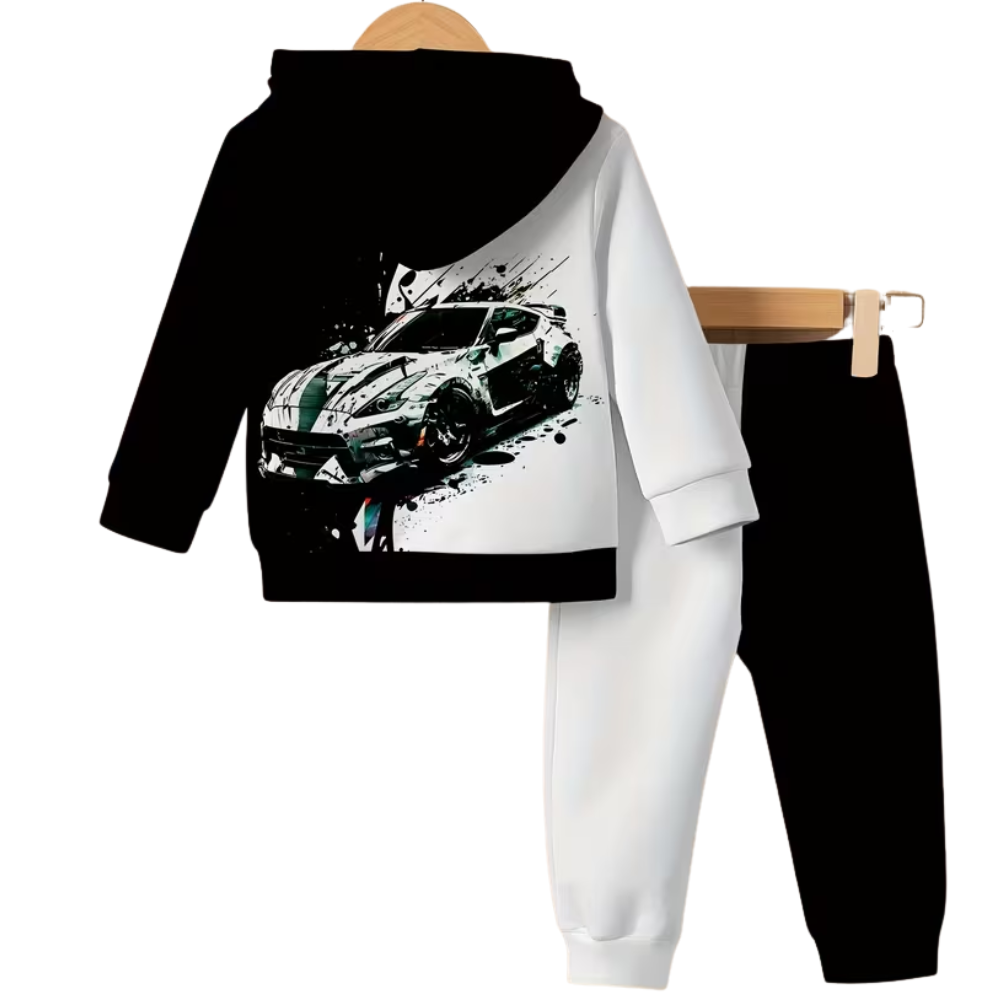Boys Car Themed Hoodie And Pants Set