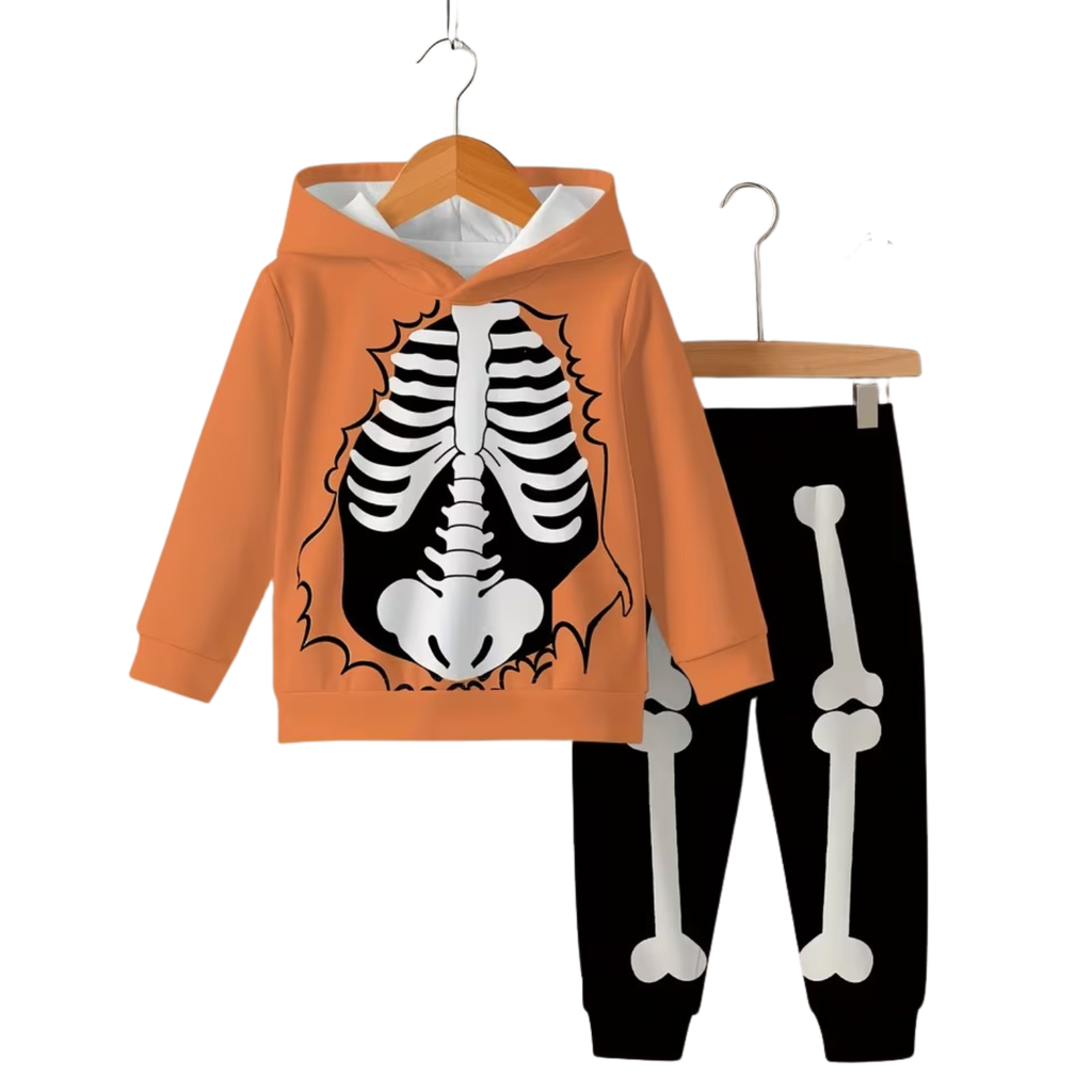 Kids Halloween Themed Printed Hoodie And Pant Set