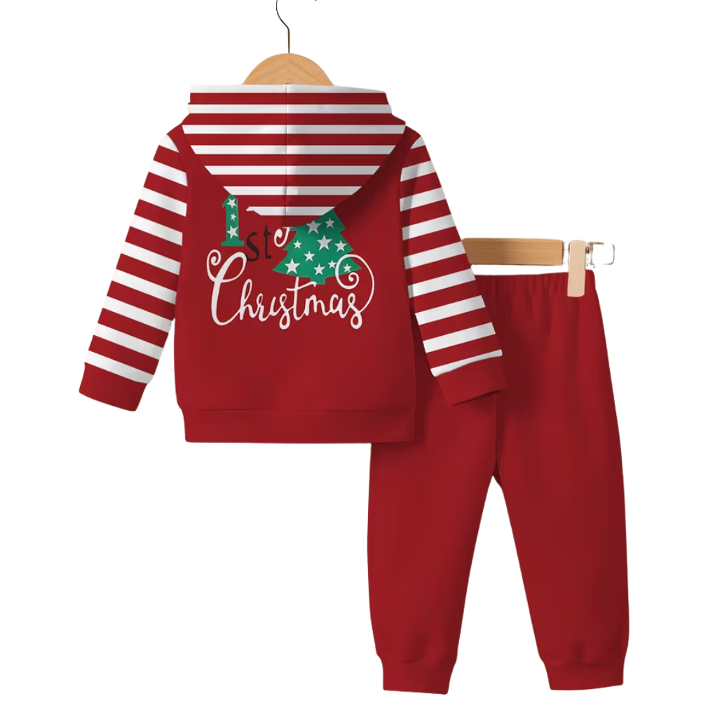 Christmas Tree Printed Top And Pants Outfit Set