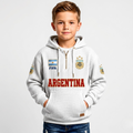 FIFA 2026 Argentina Printed Waffle Quarter Zip Kids Football Fan Hoodie
