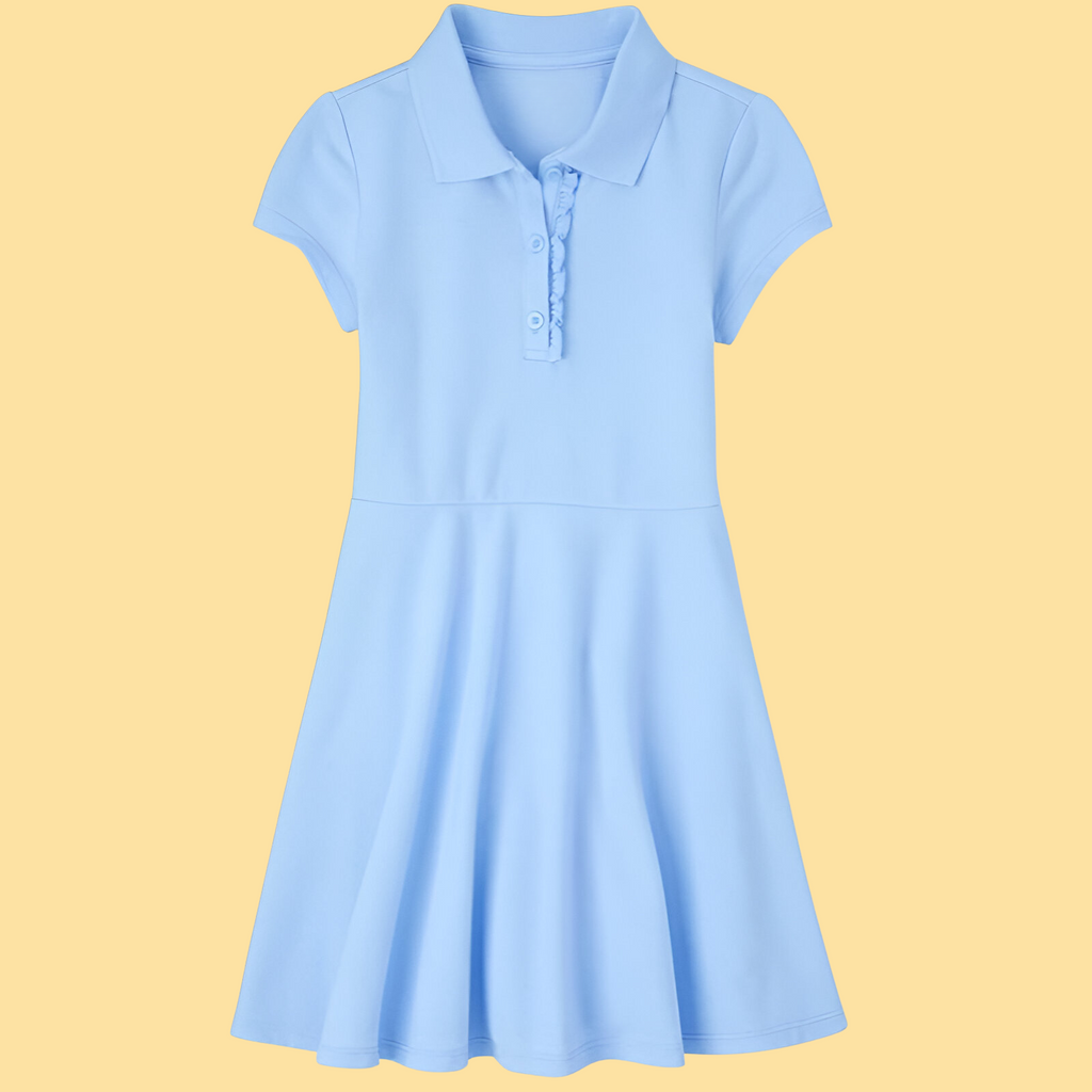 Girls Short Sleeve Ruffle Polo Dress