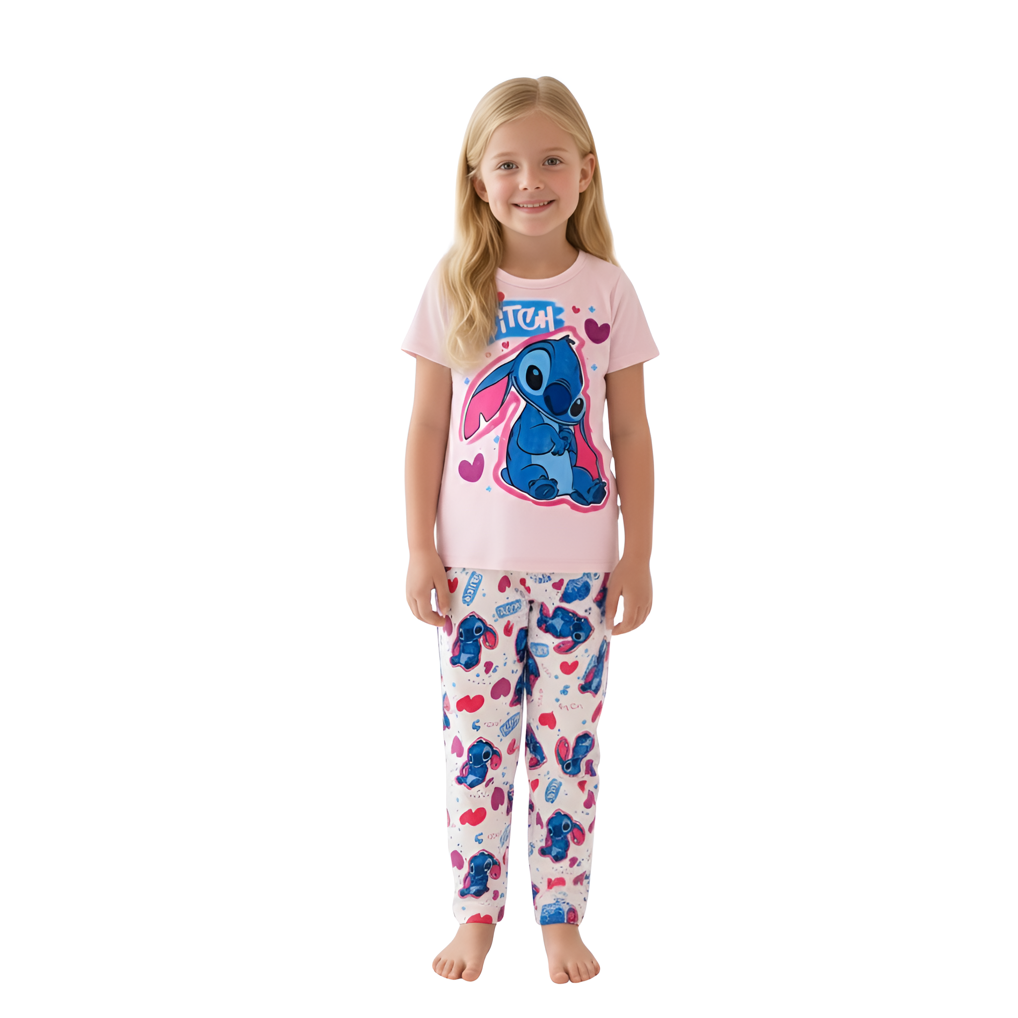 Cartoon Stitch Print Kids Pajama Set