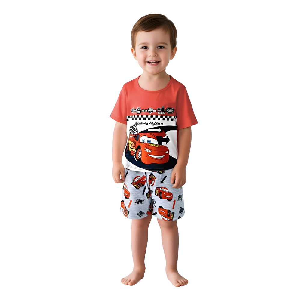 Kids Lightning McQueen Printed Top And Shorts Set