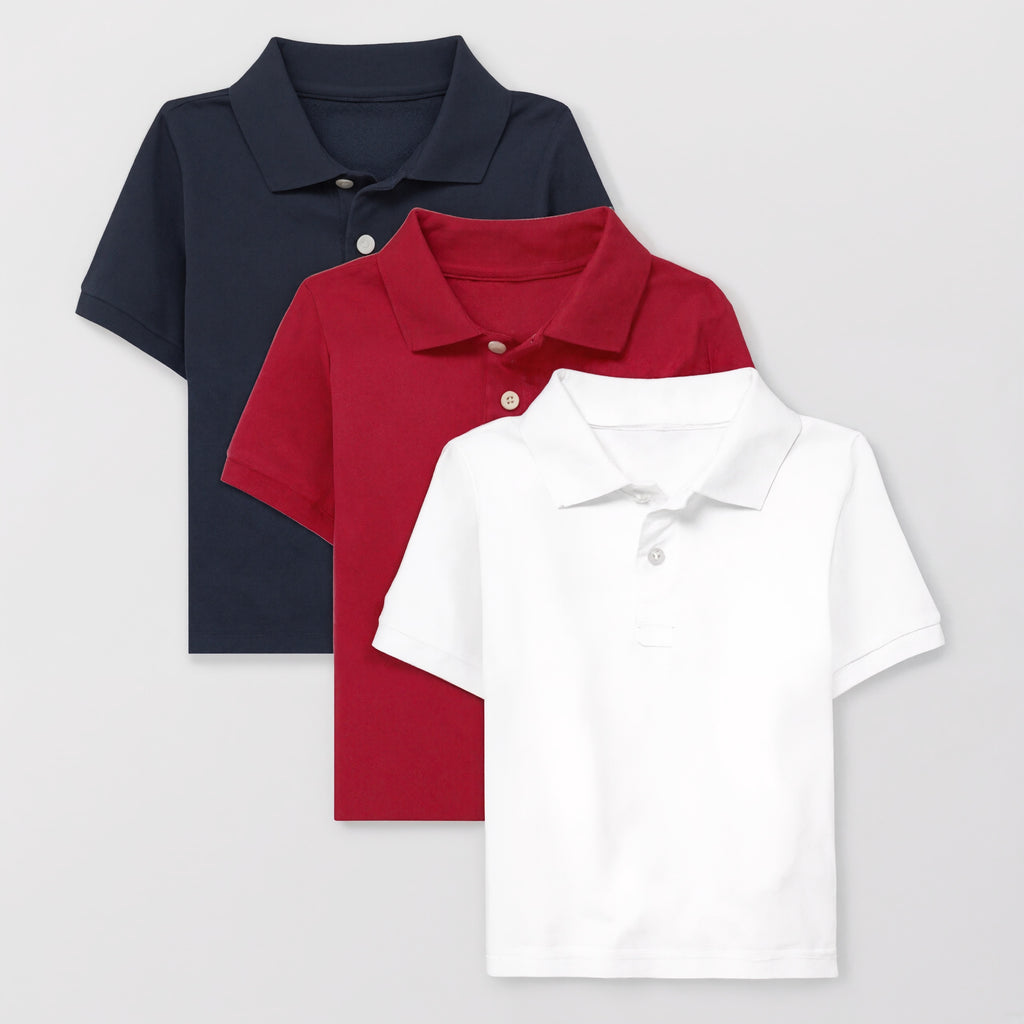 Pack Of 3 Baby And Toddler Uniform Soft Pique Polo T Shirt