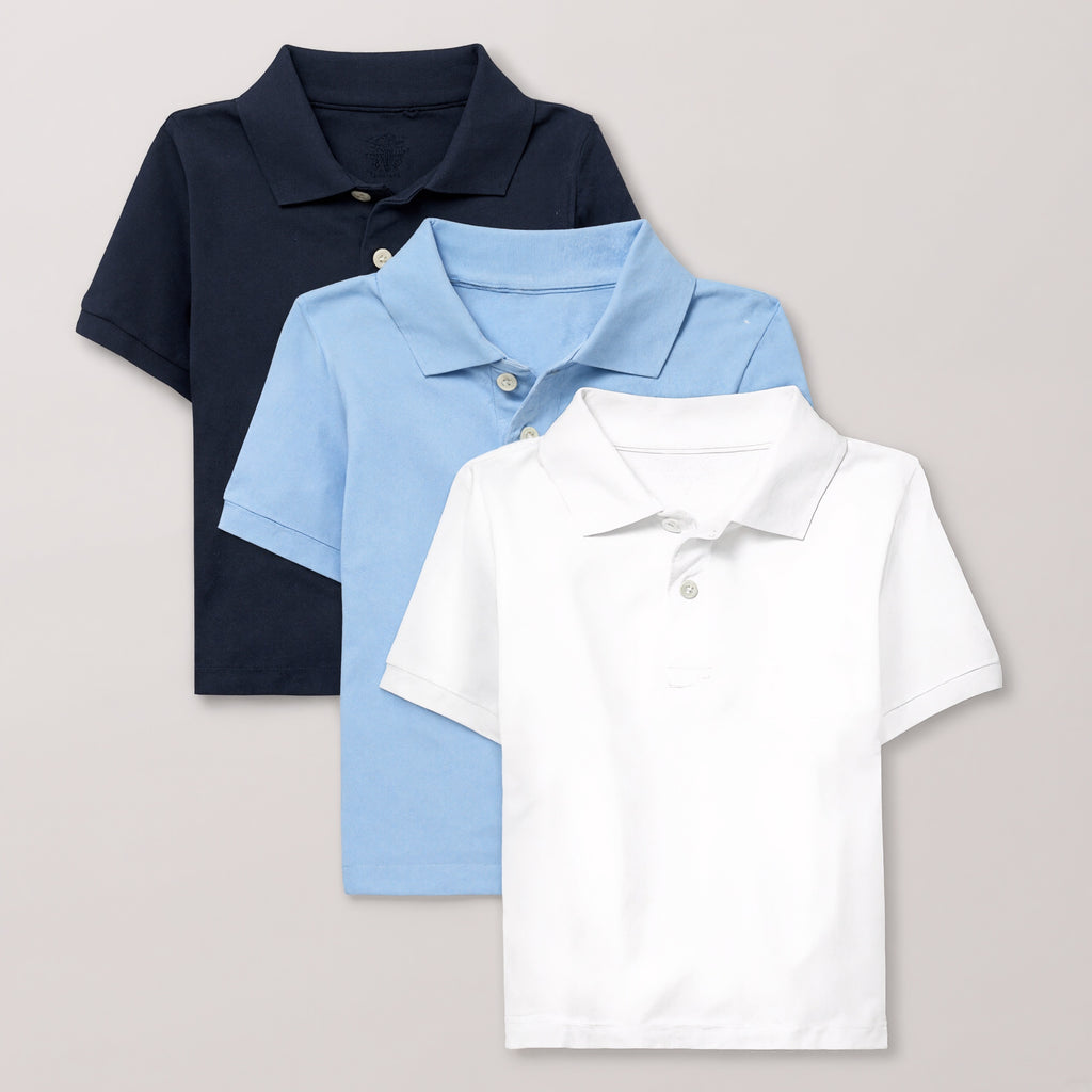 Pack Of 3 Baby And Toddler Uniform Soft Pique Polo T Shirt