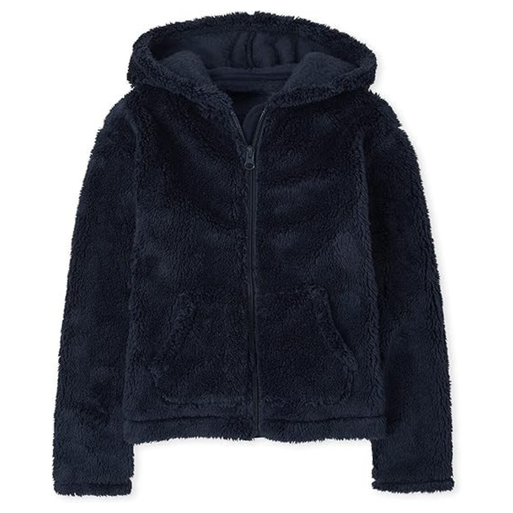 Girls Long Sleeve Sherpa Zip Up Hoodie