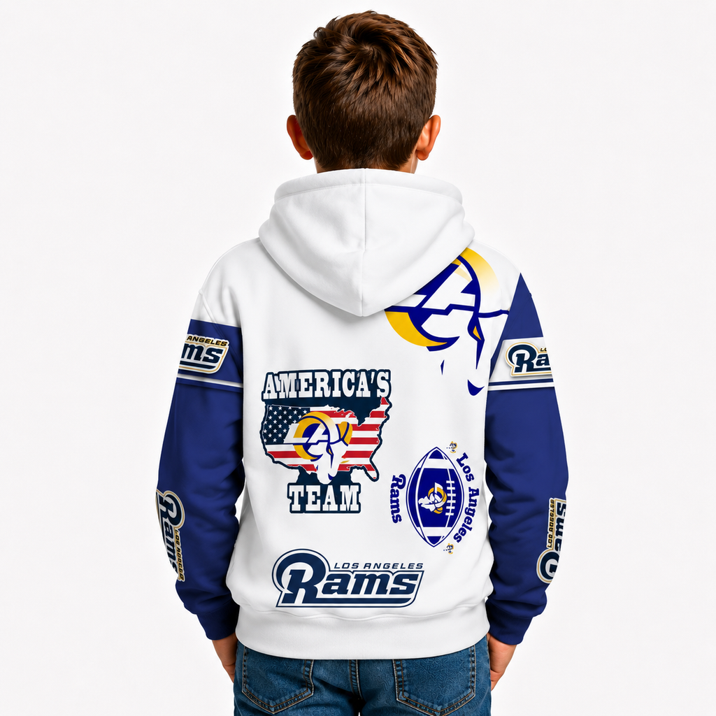 Los Angeles Rams Football Themed Zip Kids Hoodie