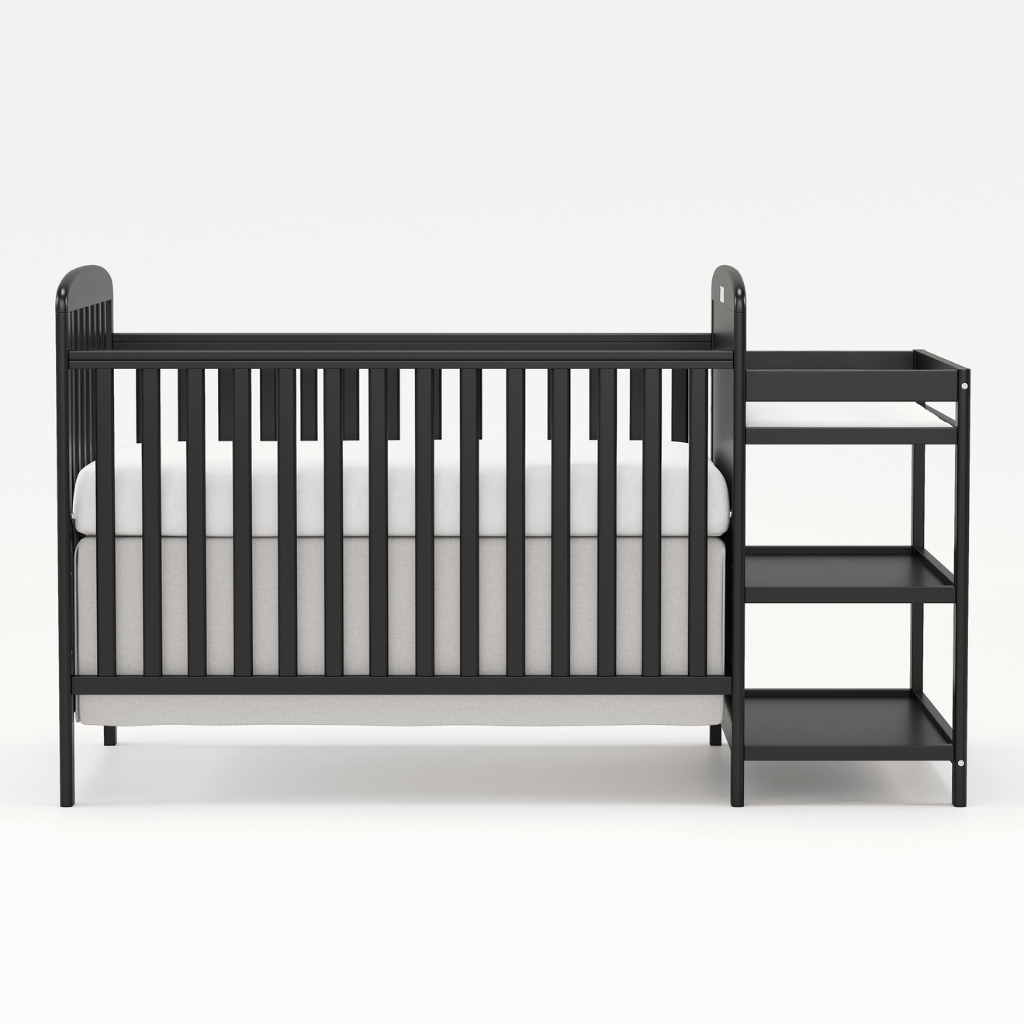 Babies 3 In 1 Convertible Crib With Changing Table Storage Shelves