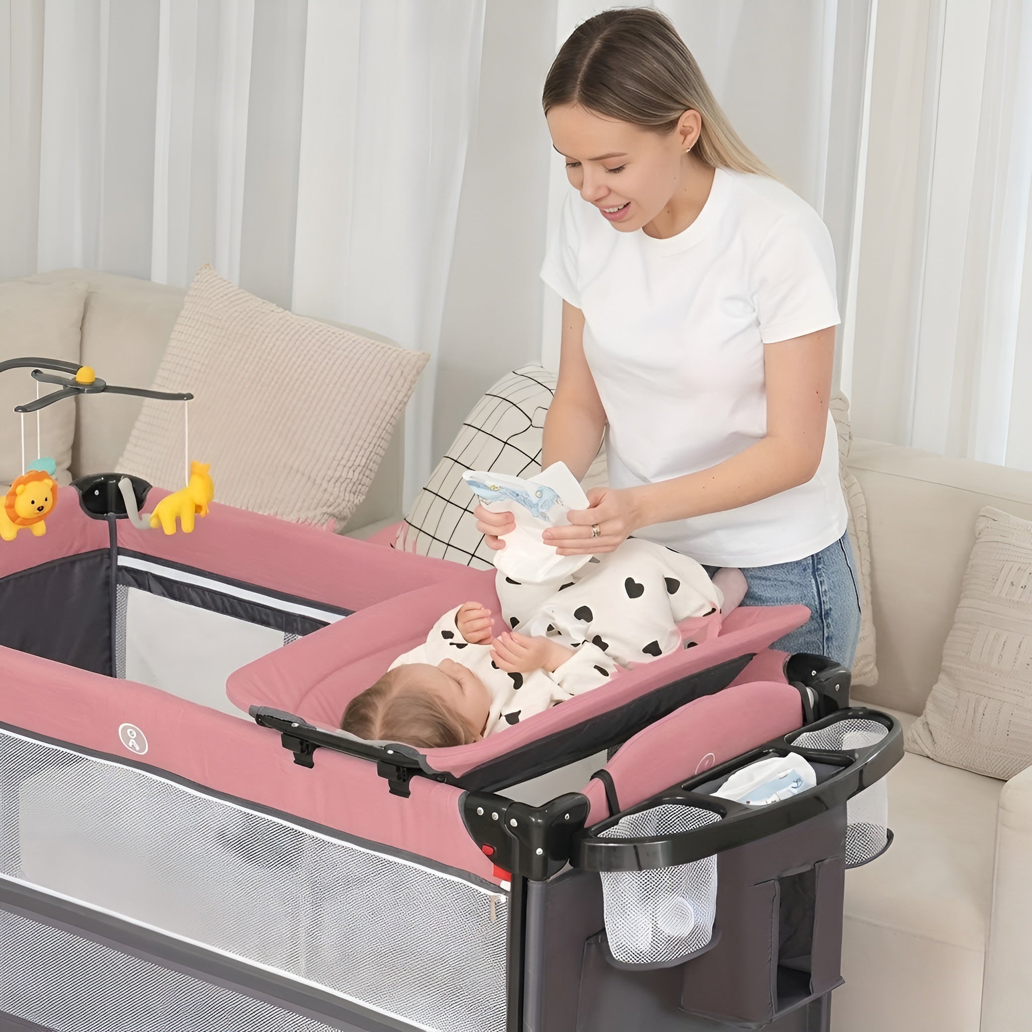 Newborn Toddler 5 In 1 Baby Changing Playpen Crib And Playard