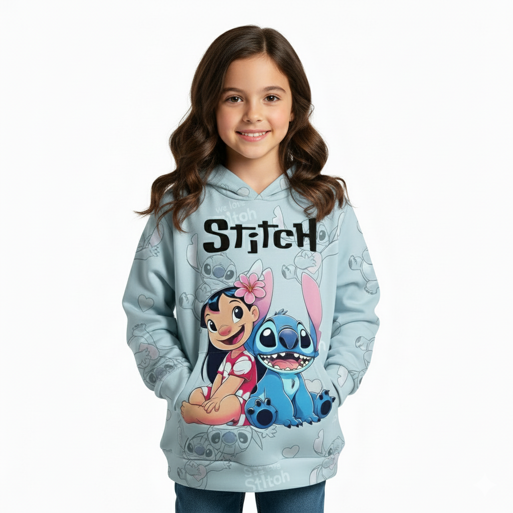 Girls 3D Cartoon Printed Hoodie
