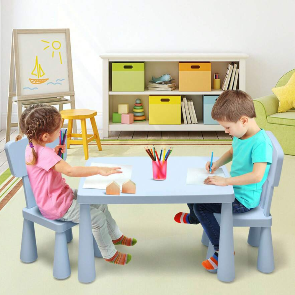 Table And Chair Set With 2 Seats For Kids Study And Dining