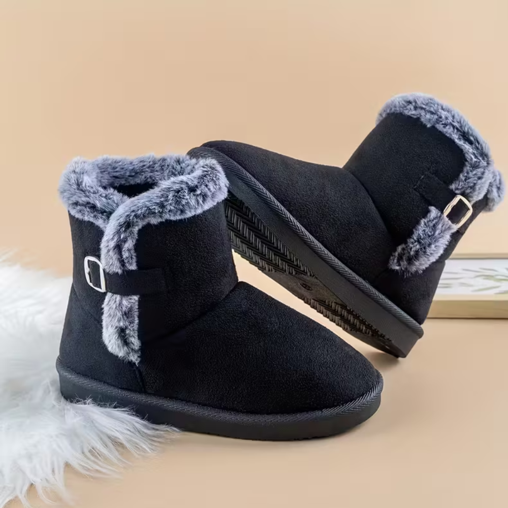 Kids Faux Suede Winter Snow Boots With Non Slip Sole