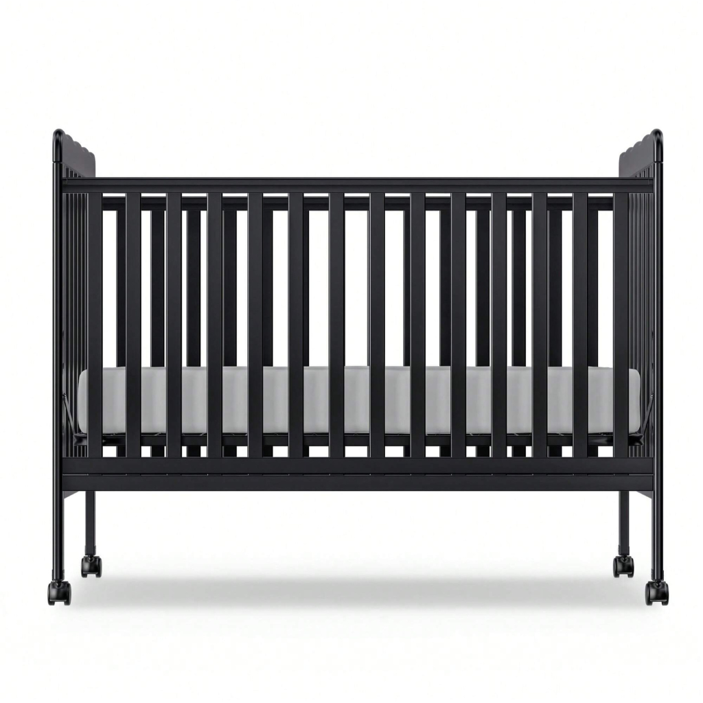 Babies 3 In 1 Convertible Crib With Locking Wheels And Adjustable Mattress