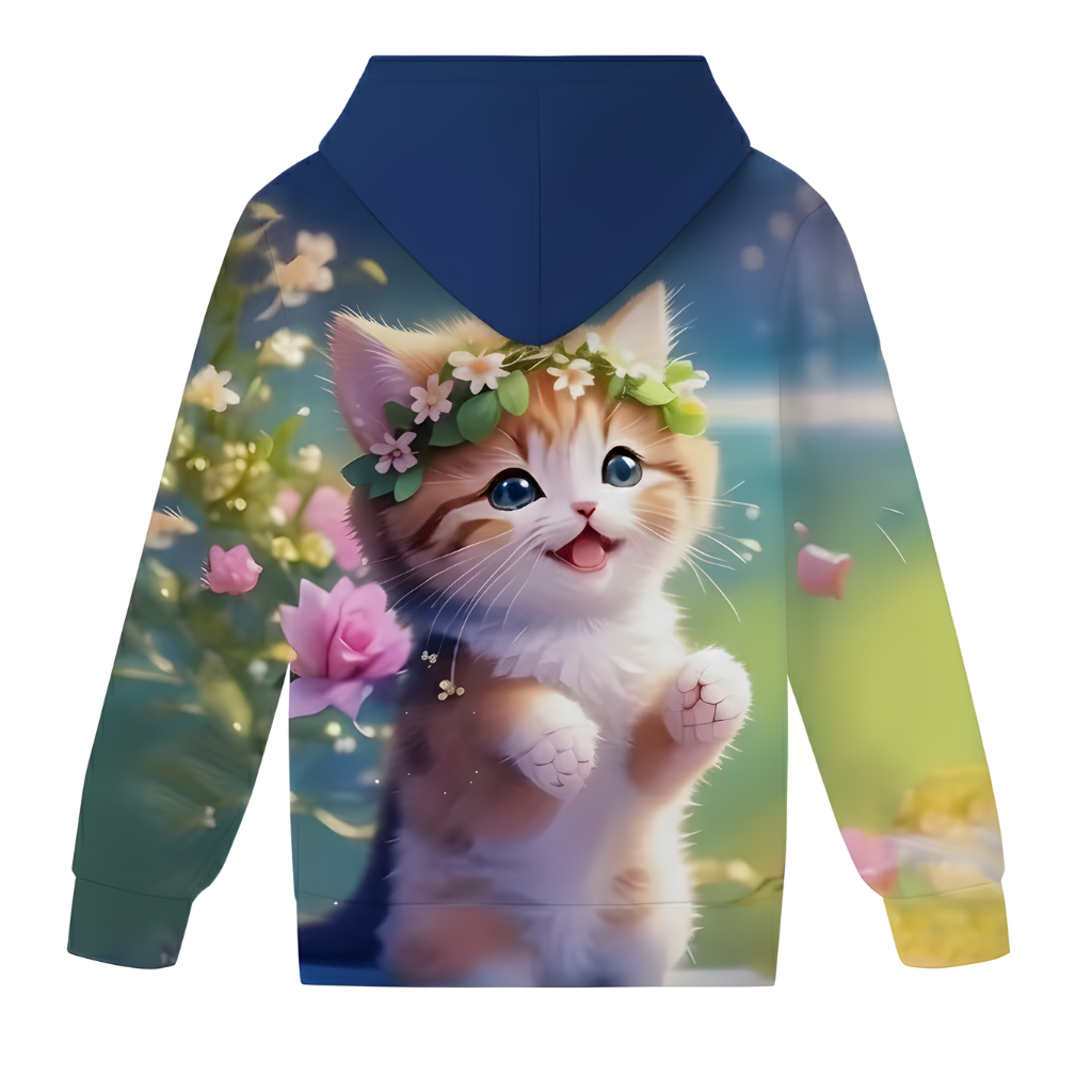 Cozy Kitten Tabby Cat Printed Hoodies