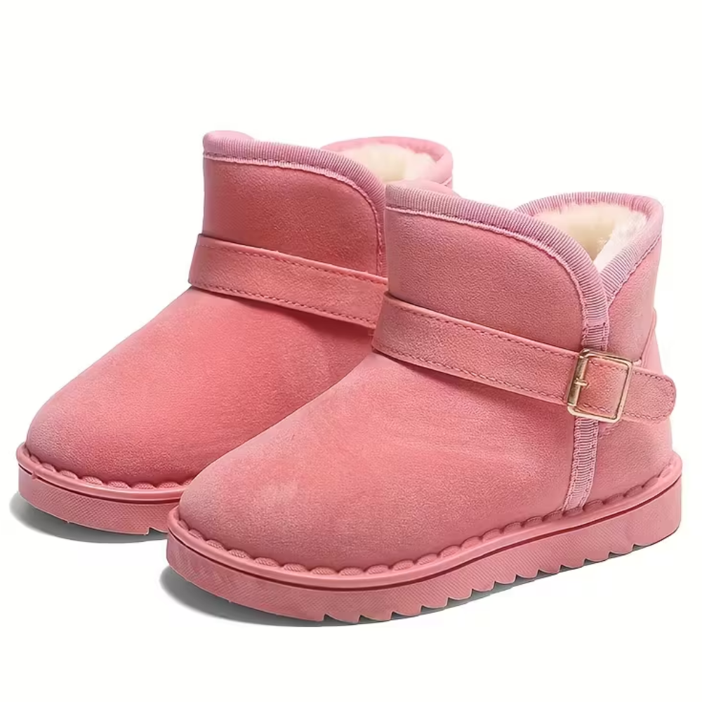 Girls Round Front Solid Fabric Winter Boots