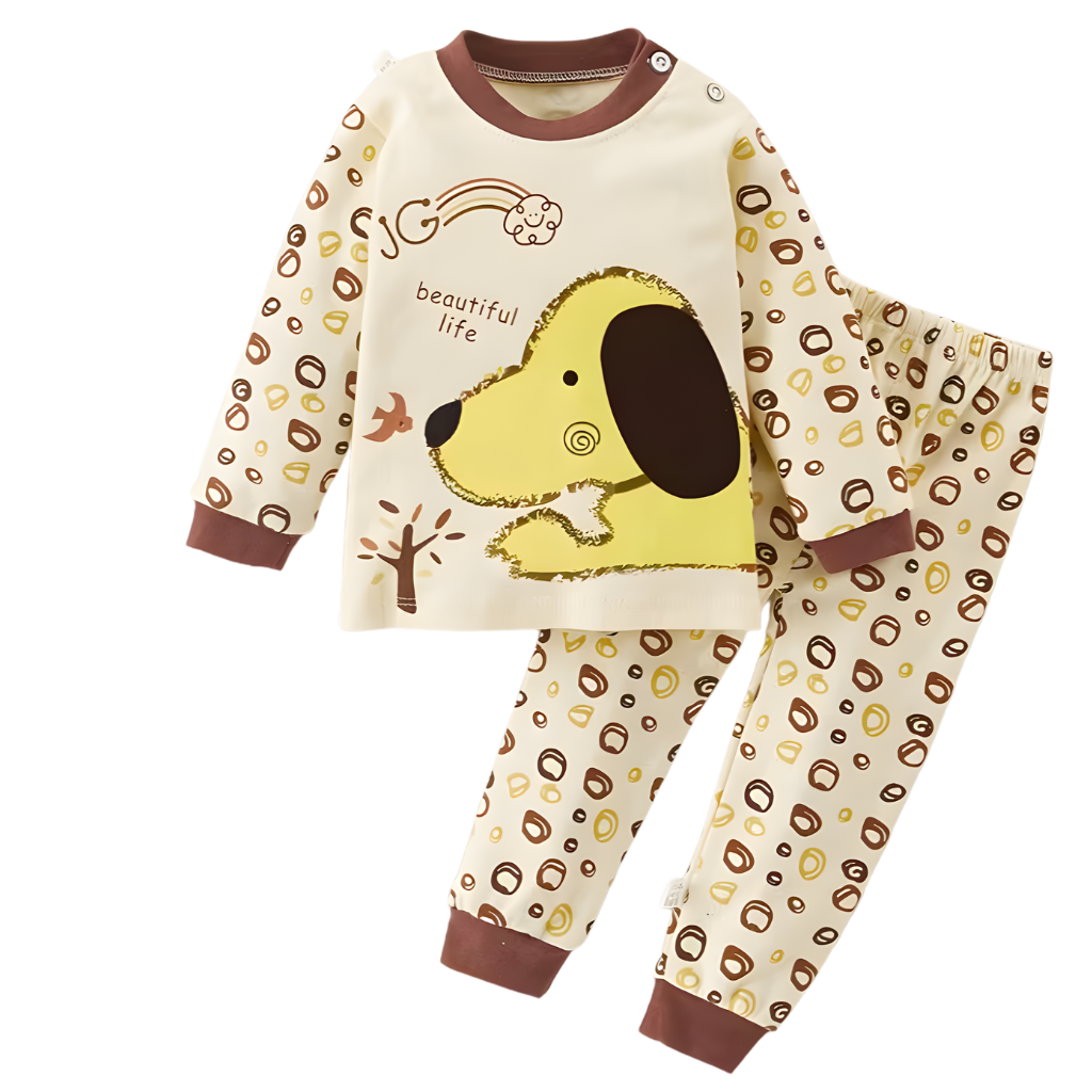Kids Cartoon Dog Printed Pajama Set With Headphones Design
