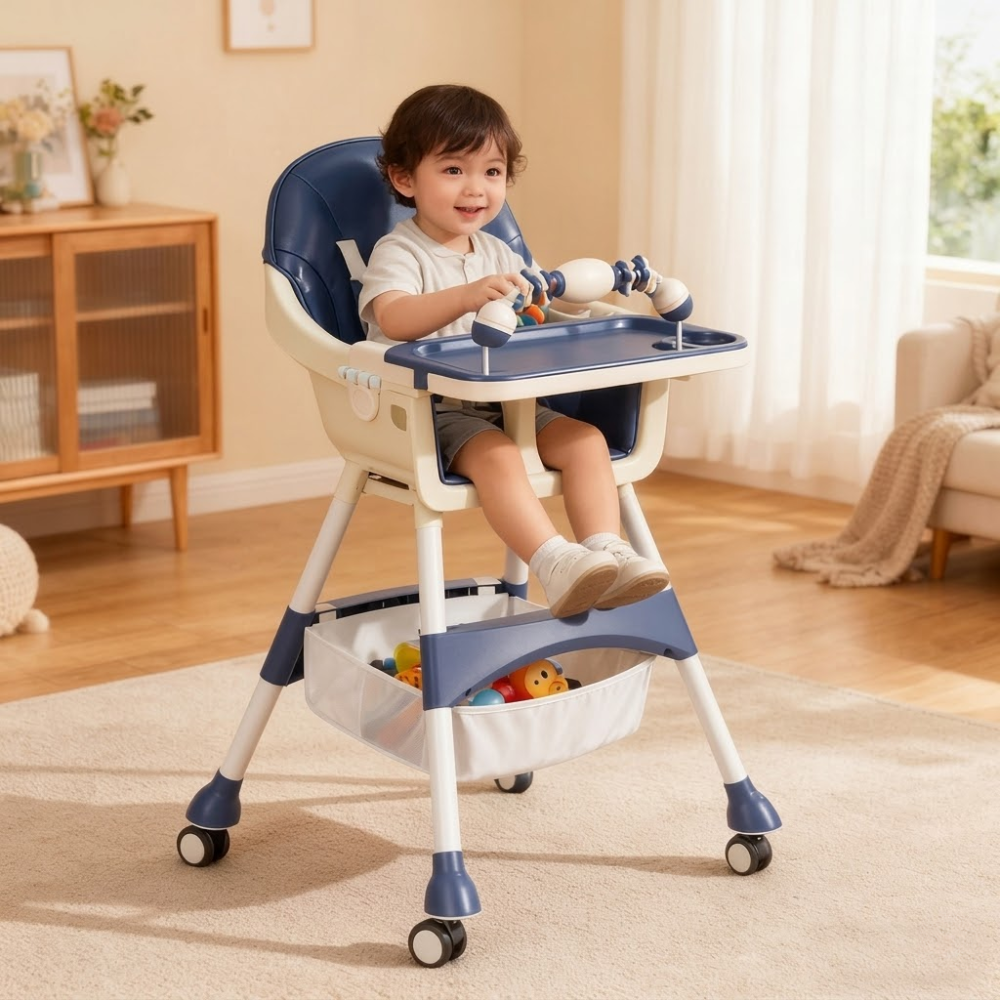 Babies And Toddlers Portable Multi Functional High Chair Lock Wheels