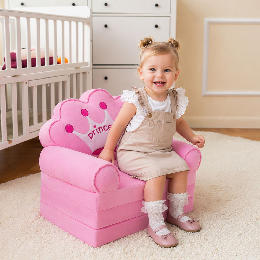 Toddlers Kids Foldable Sofa Bed Princess Chair