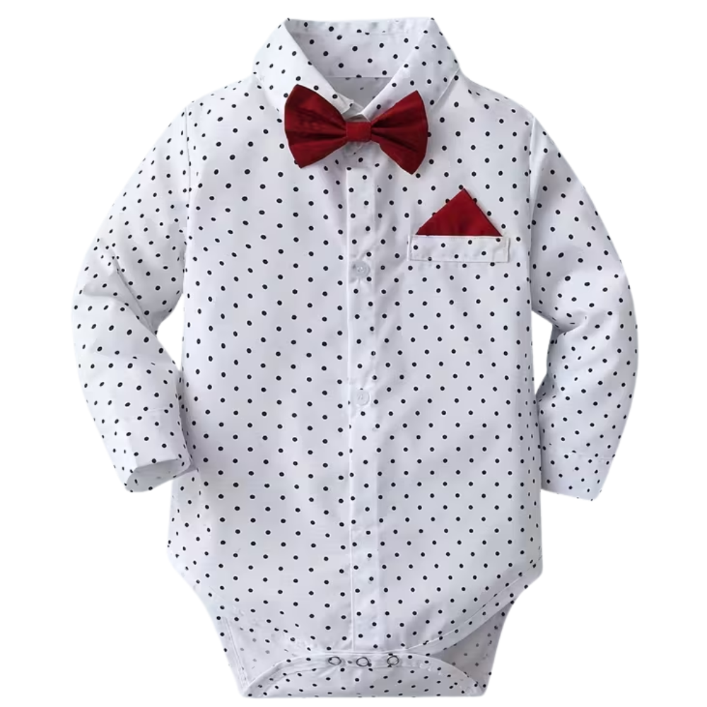 Baby Boys 3 Piece Of Long Sleeve Shirt And Suspender Pants With Hat Set