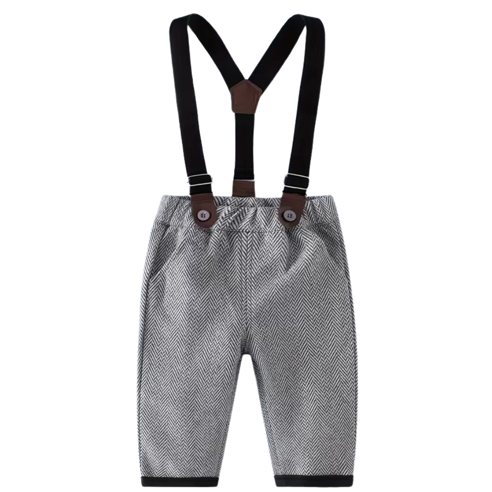 Boys Formal Two Piece Set With Suspender Hat And Bow Tie