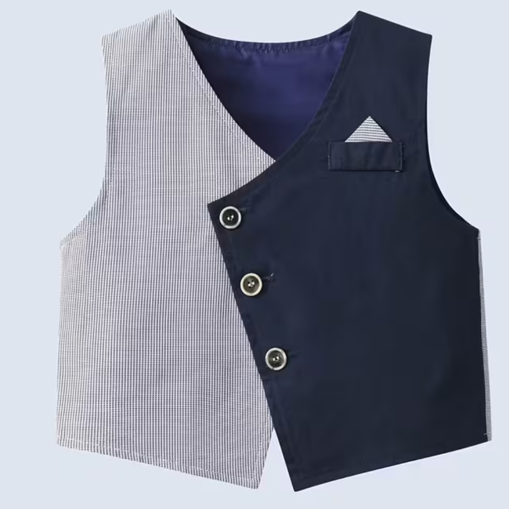 Boys Four Piece Outfit Set With Long Sleeve Shirt with Bow Tie Vest And Pants