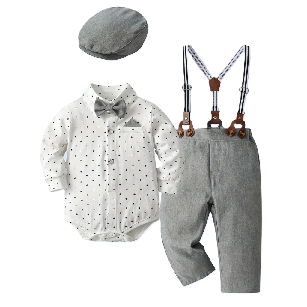Boys 3 Piece Formal Suit With Bow Tie And Hat