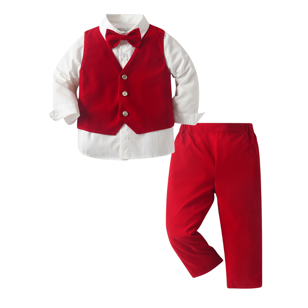 Baby Boys 4 Piece Of Long Sleeve Shirt Vest And Pants Outfit Suit Set With Hat
