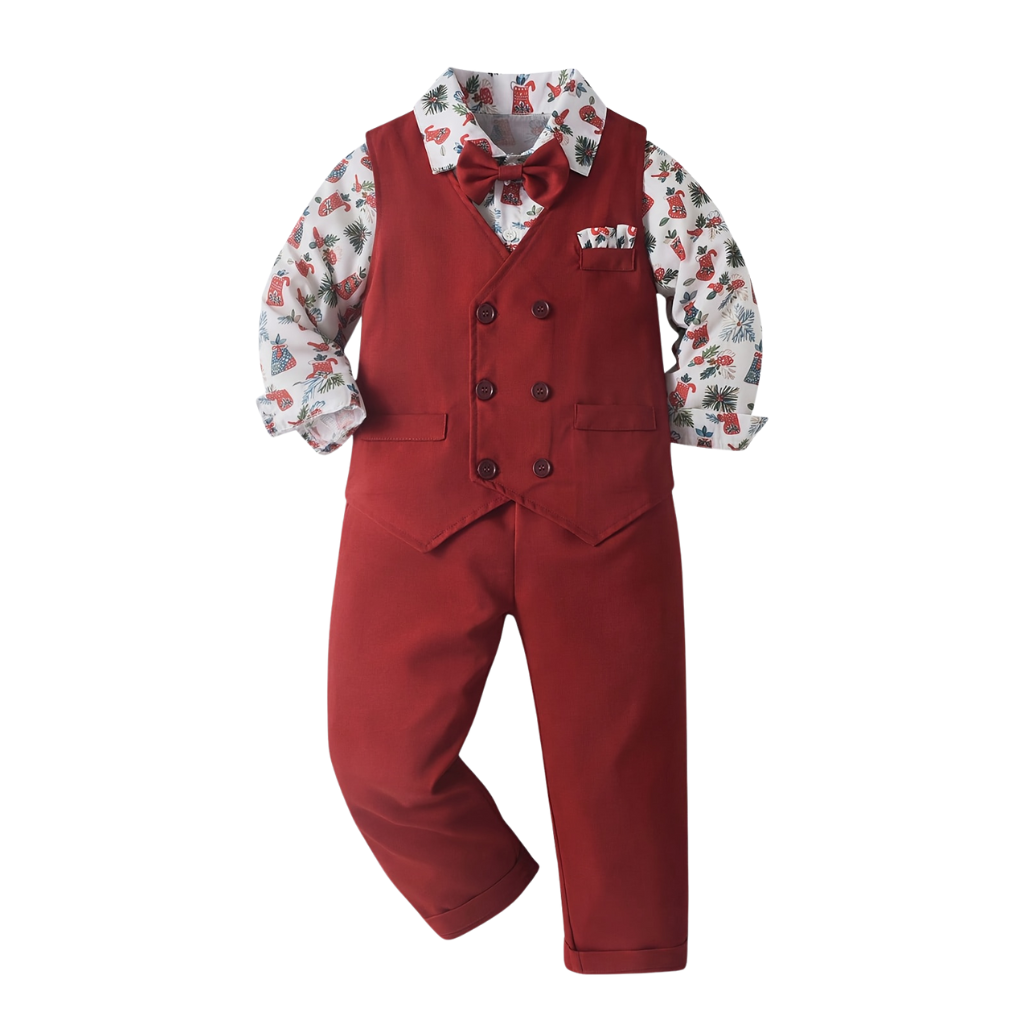 Baby Boys 3 Piece Of Classic Shirt Vest And Pants Formal Outfit Set