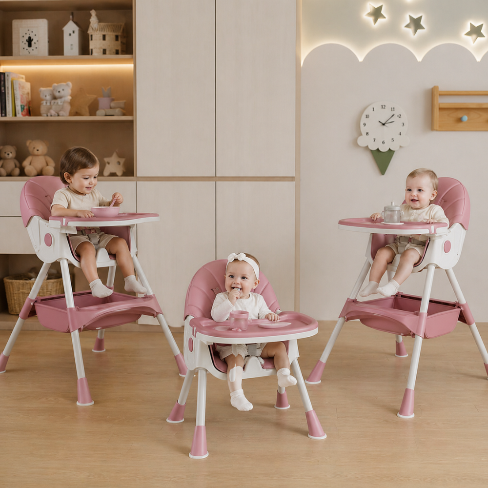 Babies And Toddlers 5 In 1 Convertible High Chair Foldable