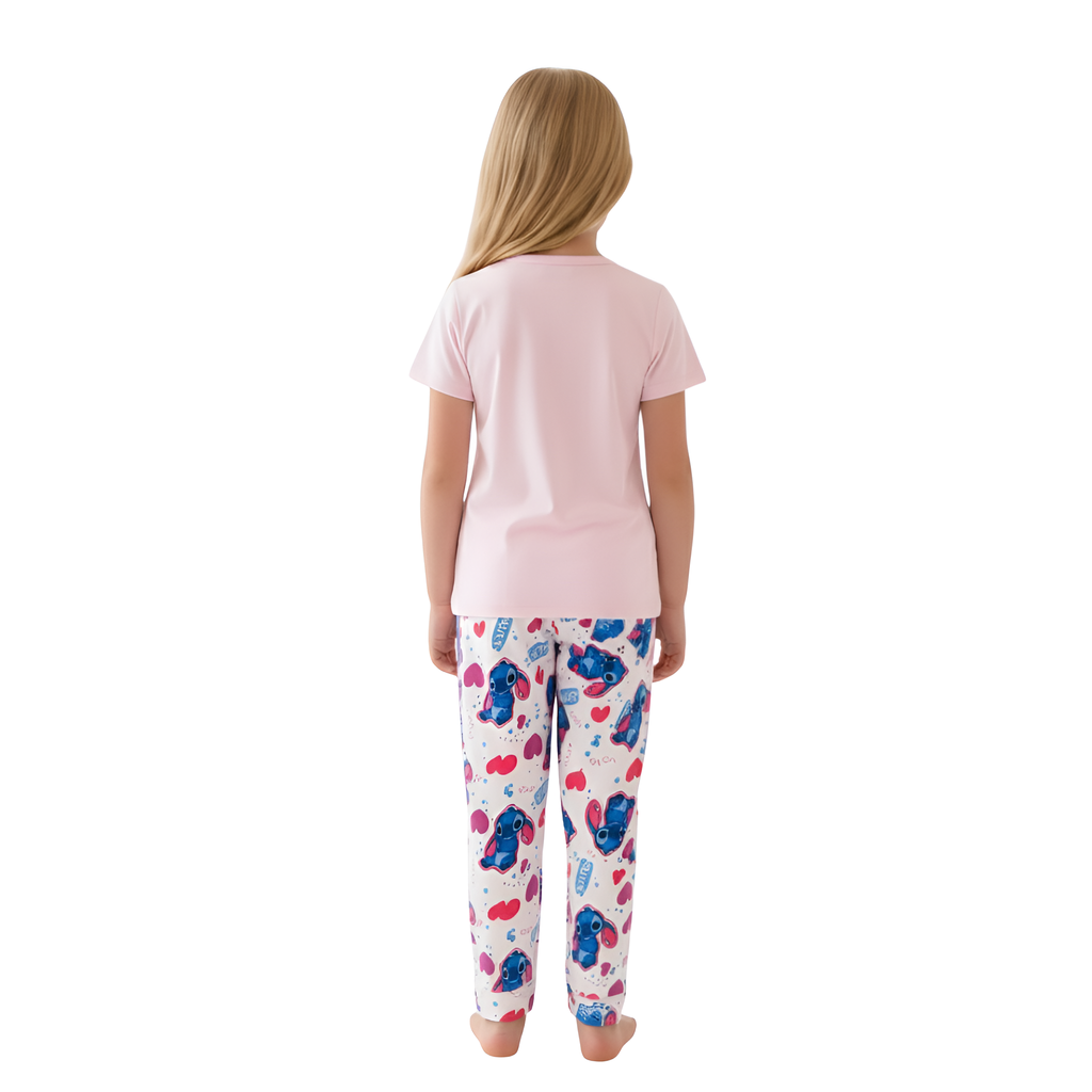 Cartoon Stitch Print Kids Pajama Set