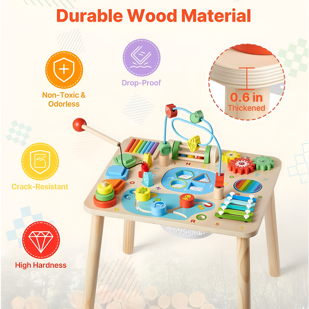 Kids Montessori Activity Table With Interactive Learning Toys