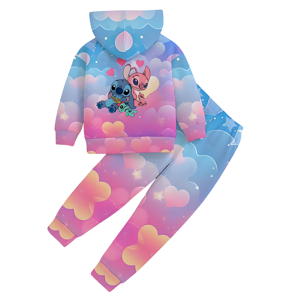 Girls Dreamy Cloud Print Hoodie And Sweatpants Set