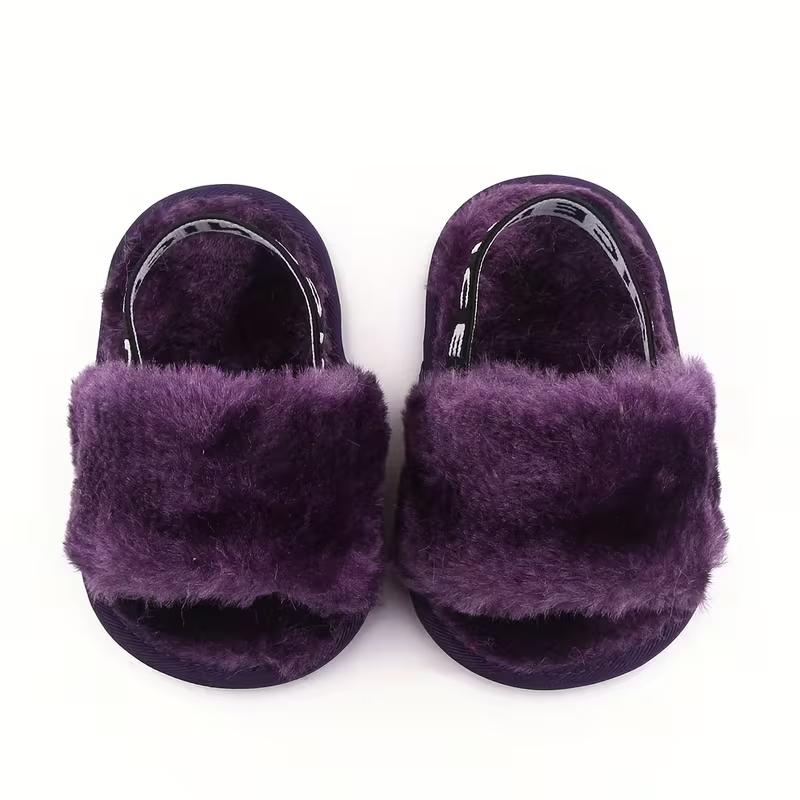 Girls Slip On Furry Sandals