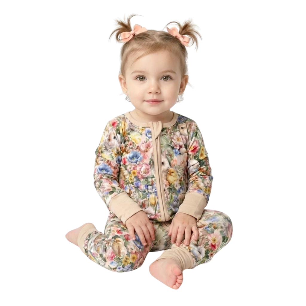Kids Easter Bamboo Zippy Onesie With Full Zipper