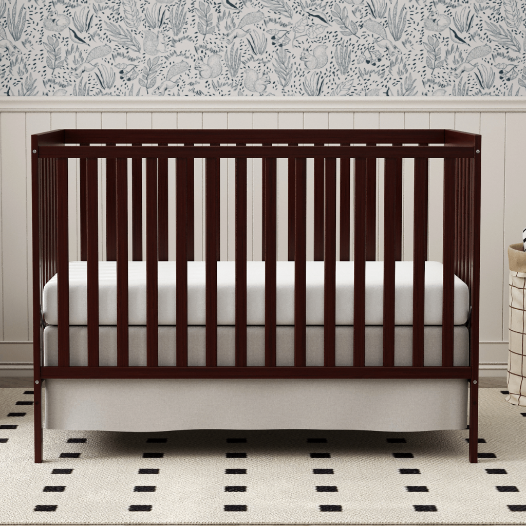 Babies 5 In 1 Convertible Crib Bed With Adjustable Mattress And Pinewood Frame