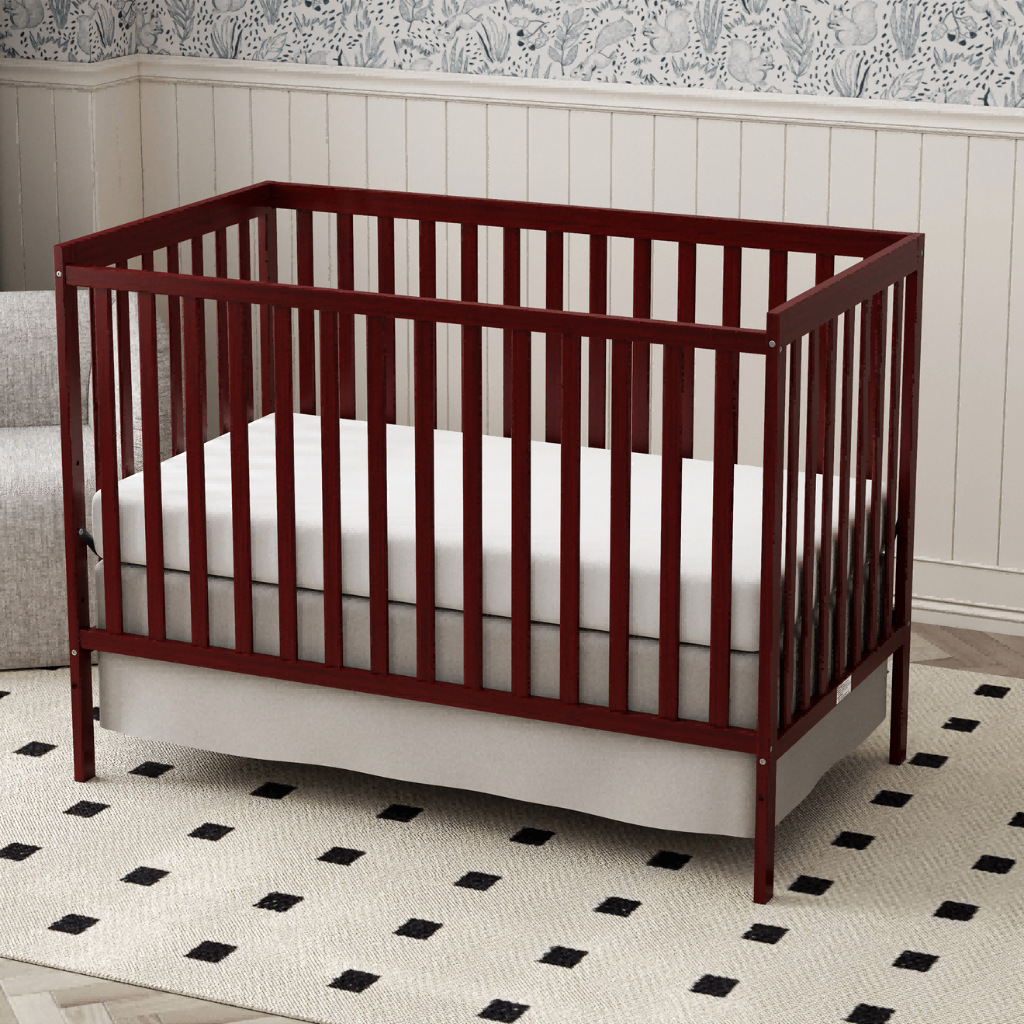 Babies 5 In 1 Convertible Crib Bed With Adjustable Mattress And Pinewood Frame