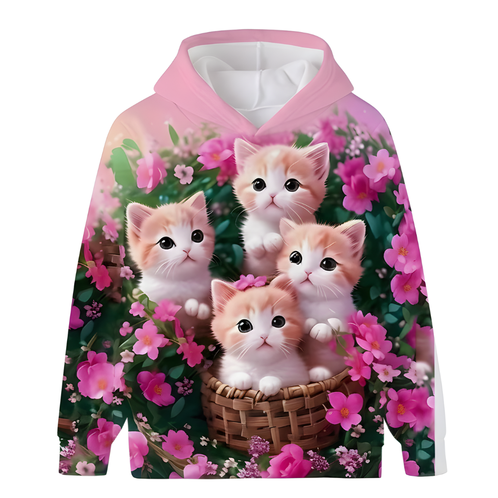 Cozy Kitten Tabby Cat Printed Hoodies