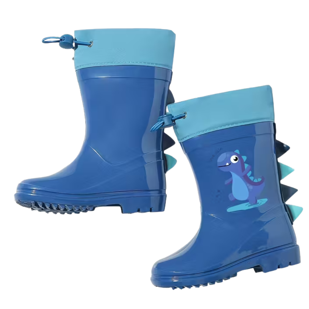 Kids Waterproof Dinosaur Design PVC Boots With Anti Slip Sole